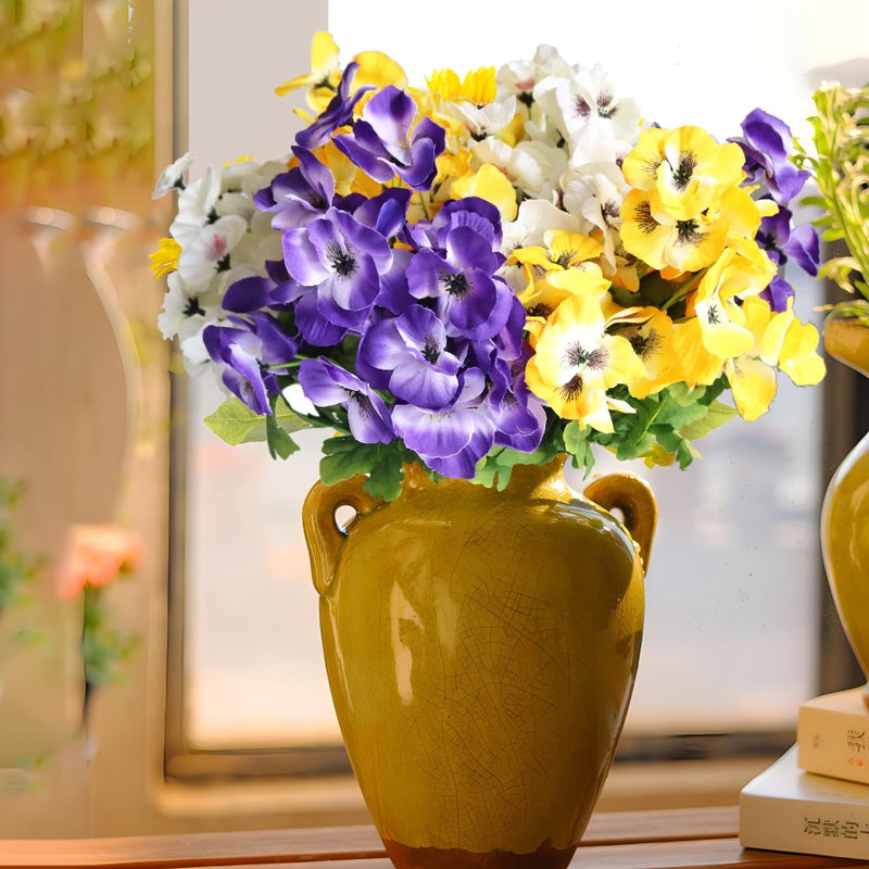 Htmeing 17 Inch Artificial Pansy Flowers Home Office Wedding Decoration (White) - Image 4